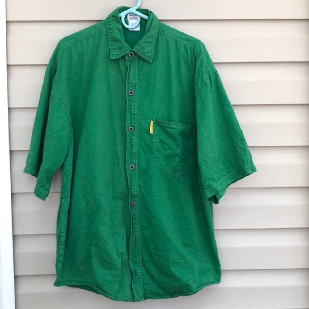 Vtg. Paco  men’s green button front shirt